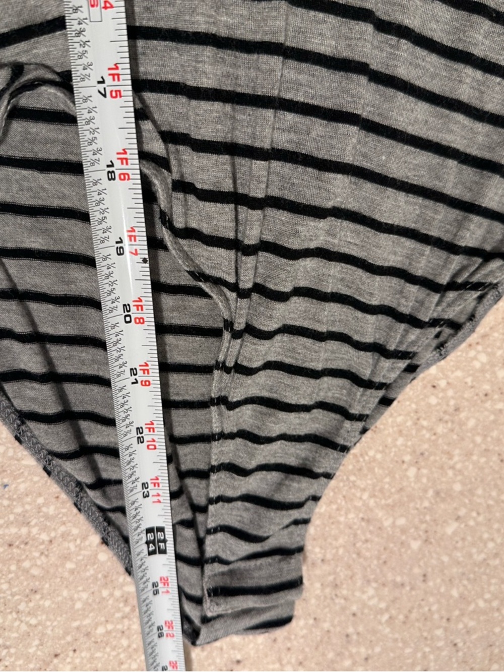 Free People "Me Oh My" V-neck Grey & Black Striped V-Neck Bodysuit XS EUC - Picture 12 of 16